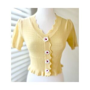 Yellow Scalloped Top